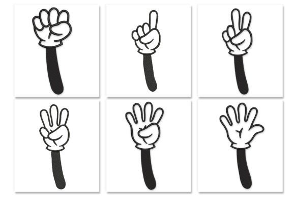 Cartoon Hand Numbers Gesture Counting Embroidery Design Review