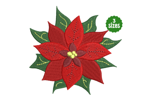 Christmas Red Poinsettia Flower Embroidery Design Review