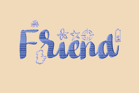Friend Decorative Lettering: A Heartfelt Embroidery Design for Personalized Gifts