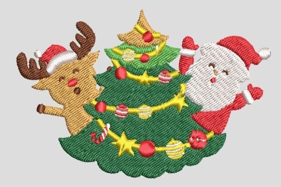 Santa Claus and Reindeer with Noel Tree: A Festive Embroidery Design Review