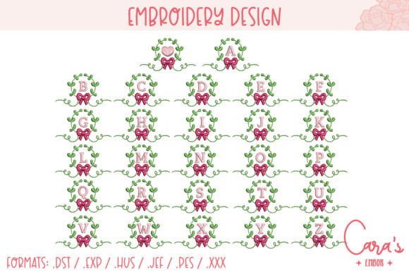 Small Wreath Alphabet: A Charming Embroidery Design for Personalized Gifts