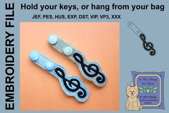 Treble Clef Key Fob or Bag Tag: A Musical Embroidery Design Review