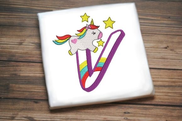 Unicorn Rainbow Letter V Embroidery Design Review